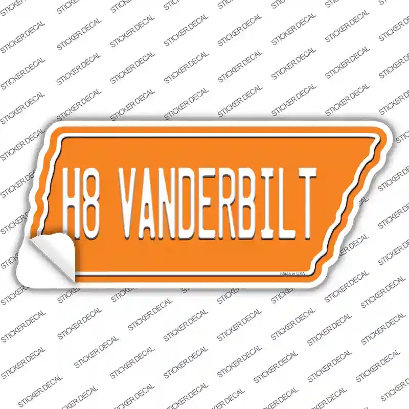 TN-068s-L H8 Vanderbilt Novelty Tennessee Shape Sticker Decal, Large