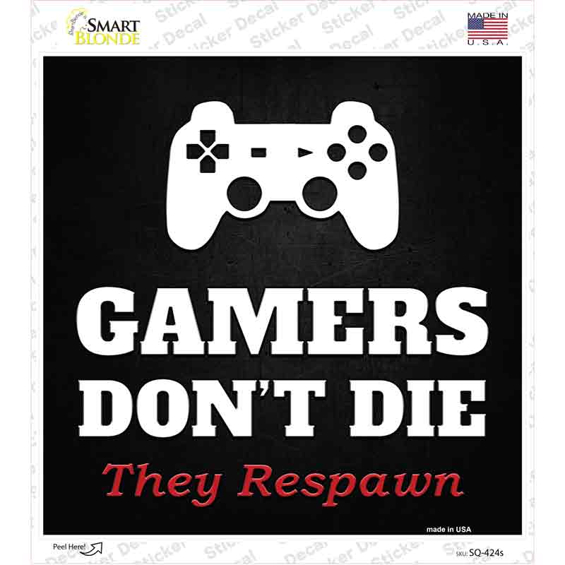 SQ-424s-M PlayStation Gamers Dont Die Novelty Square Sticker Decal, Medium