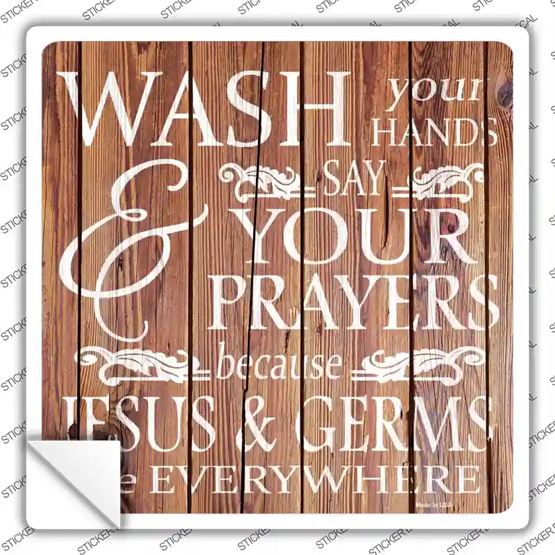 SQ-902s-S Jesus & Germs Novelty Square Sticker Decal, Small
