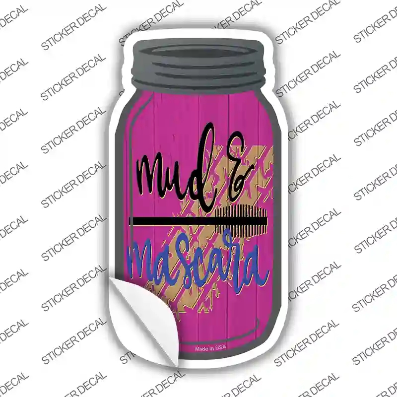 MJ-664s-L Mud & Mascara Novelty Mason Jar Sticker Decal, Large