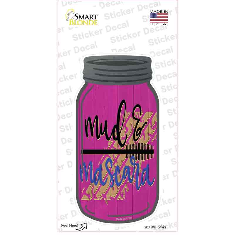 MJ-664s-M Mud & Mascara Novelty Mason Jar Sticker Decal, Medium