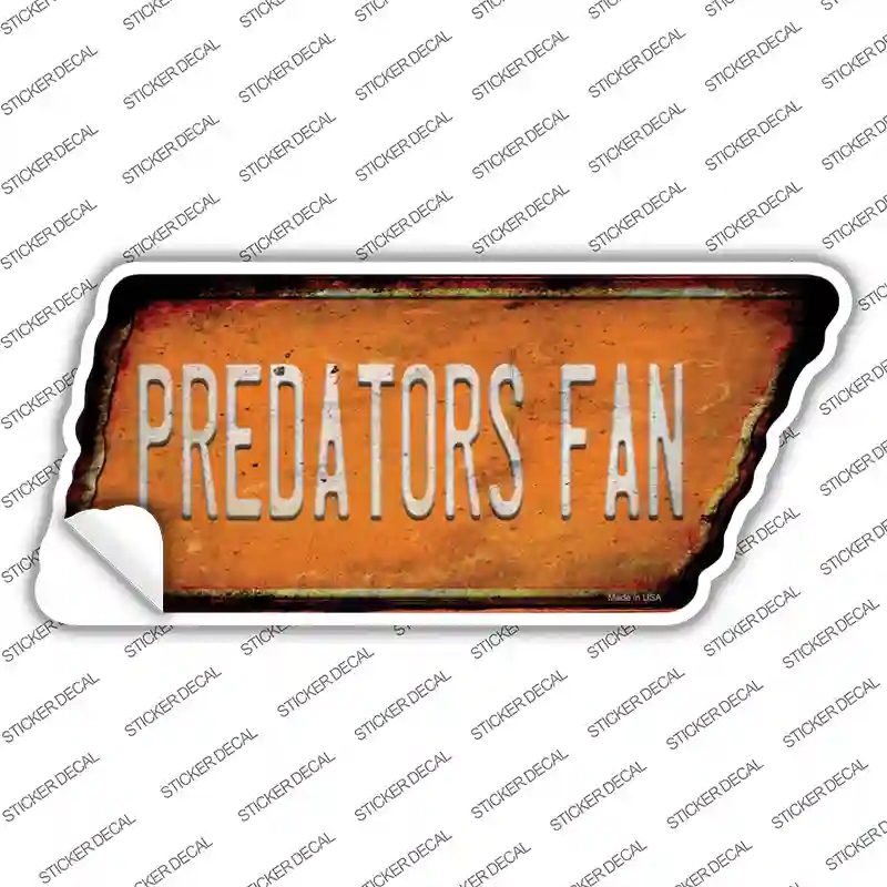 TN-131s-L Predators Fan Novelty Rusty Tennessee Shape Sticker Decal, Large