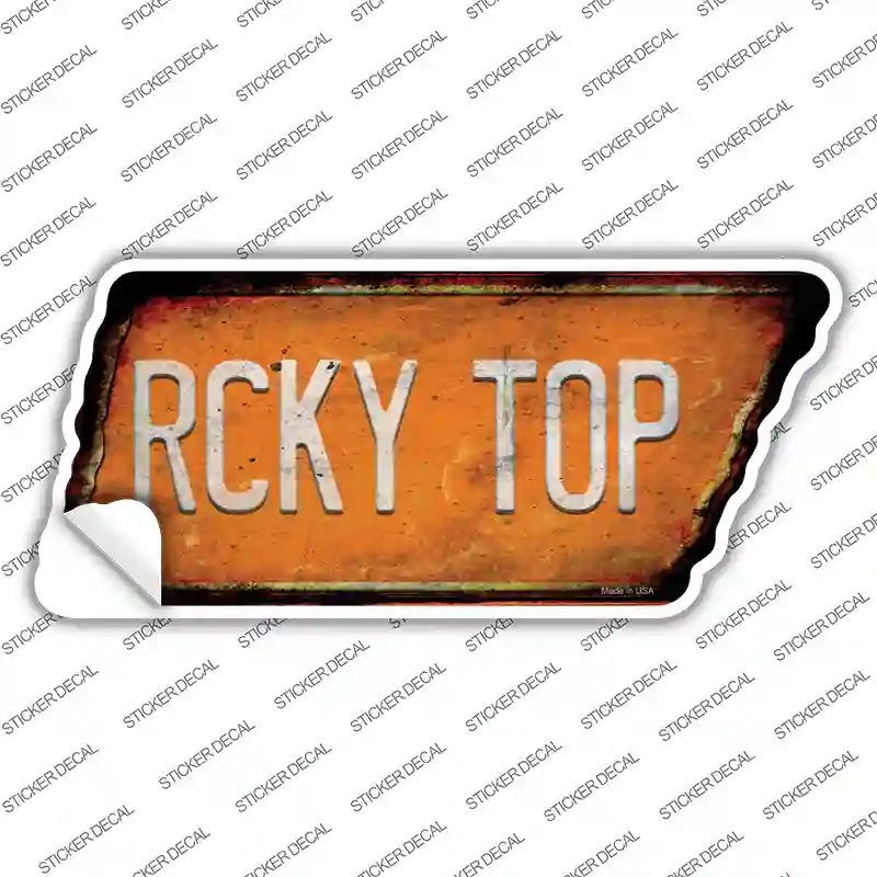 TN-153s-L Rcky Top Novelty Rusty Tennessee Shape Sticker Decal, Large