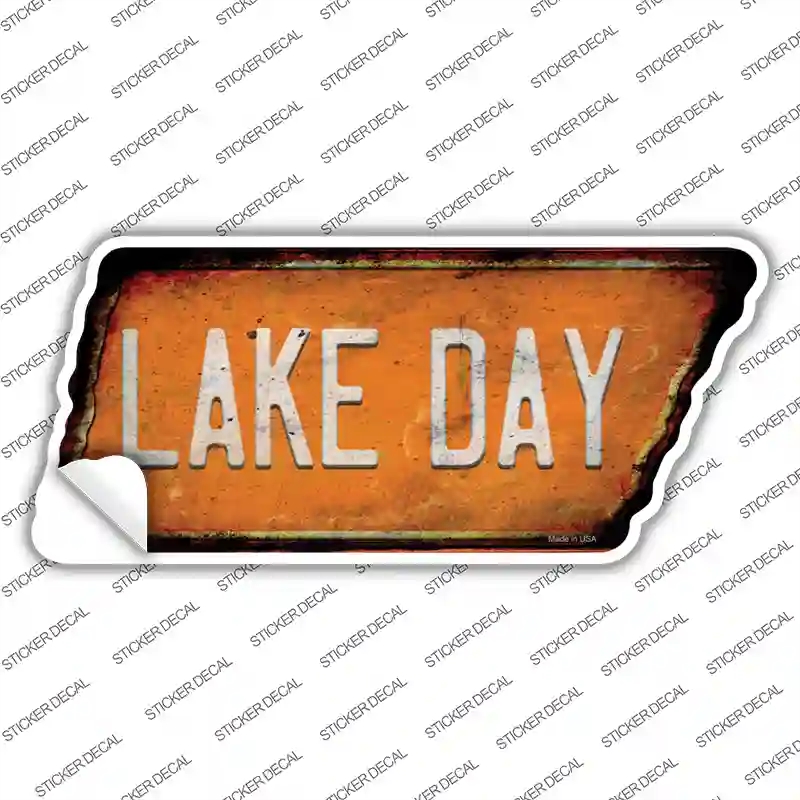 TN-157s-S Lake Day Novelty Rusty Tennessee Shape Sticker Decal, Small