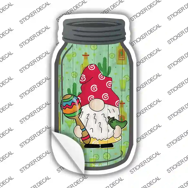MJ-699s-L Gnome with Maracca Novelty Mason Jar Sticker Decal, Large