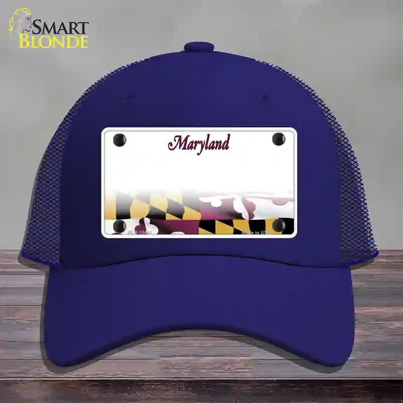 HAT18-MLP-10460 Maryland State Blank Novelty License Plate Hat, Mesh - Royal Blue