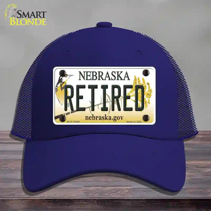 HAT18-MLP-10588 Retired Nebraska Novelty License Plate Hat, Mesh - Royal Blue