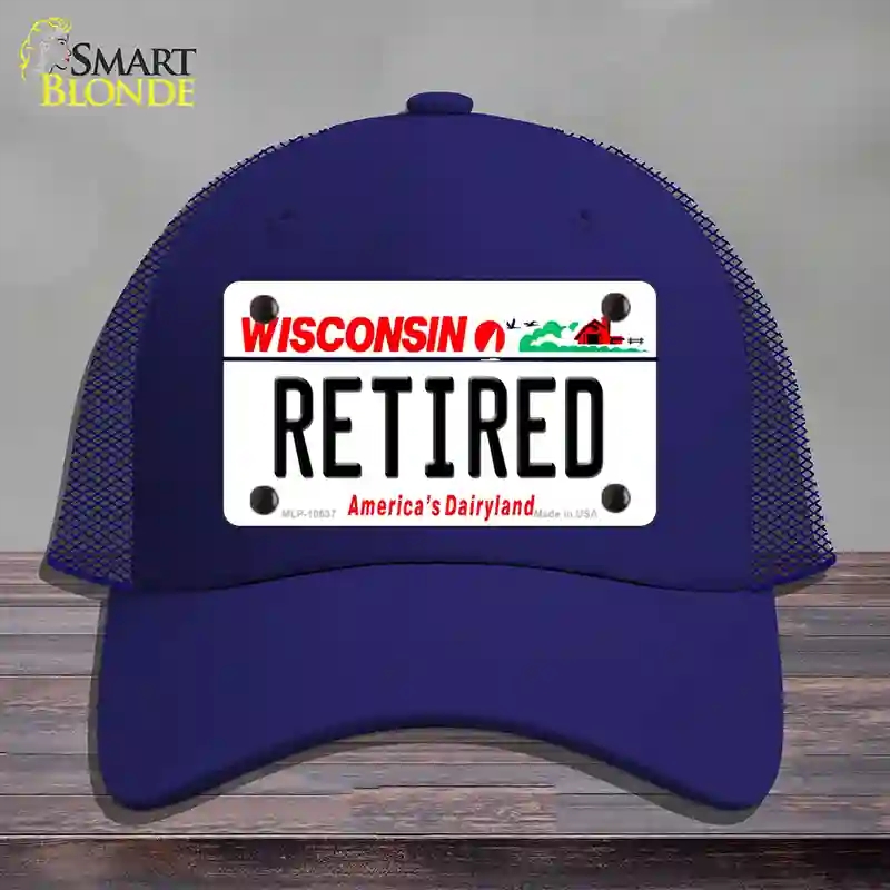 HAT18-MLP-10637 Retired Wisconsin Novelty License Plate Hat, Mesh - Royal Blue