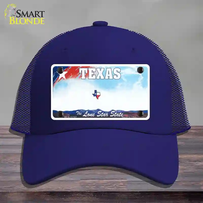 HAT18-MLP-10787 Texas   State Novelty License Plate Hat, Mesh - Royal Blue