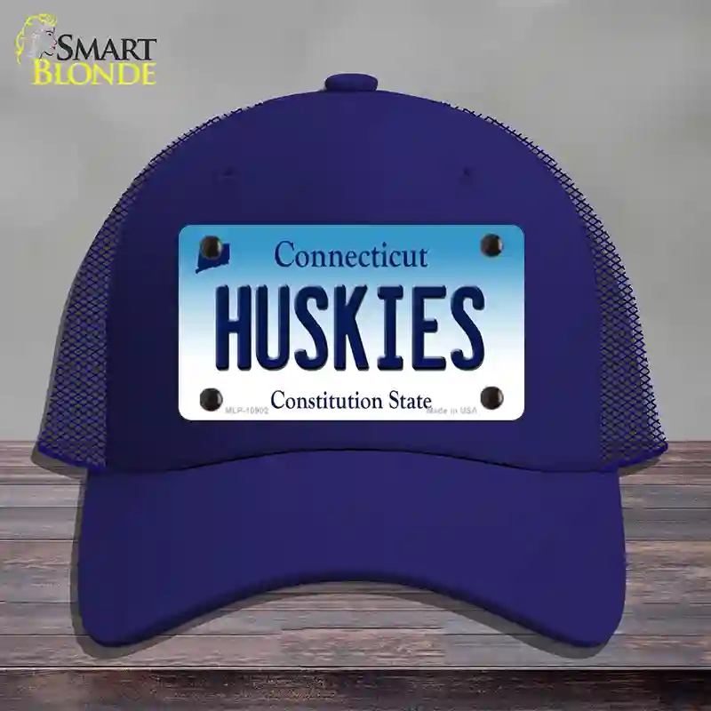 HAT18-MLP-10902 Huskies Connecticut Novelty License Plate Hat, Mesh - Royal Blue