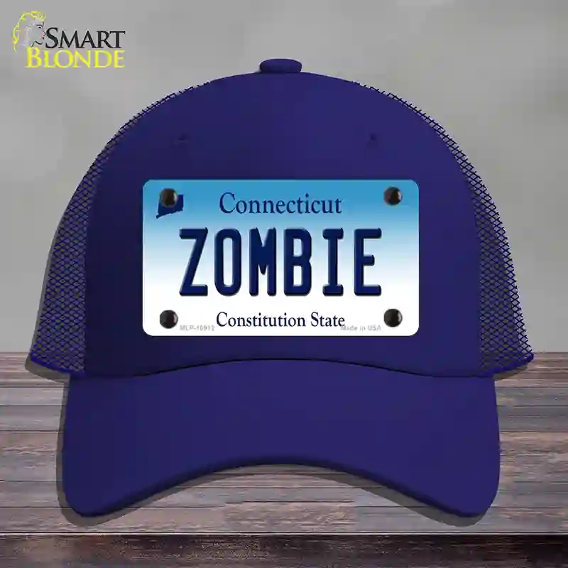 HAT18-MLP-10912 Zombie Connecticut Novelty License Plate Hat, Mesh - Royal Blue