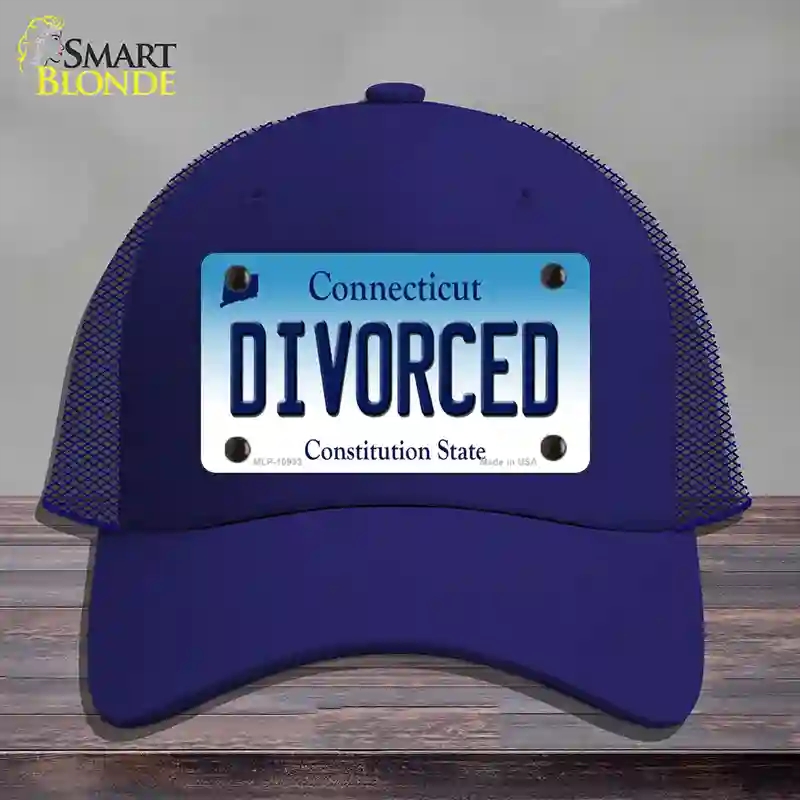 HAT18-MLP-10933 Divorced Connecticut Novelty License Plate Hat, Mesh - Royal Blue