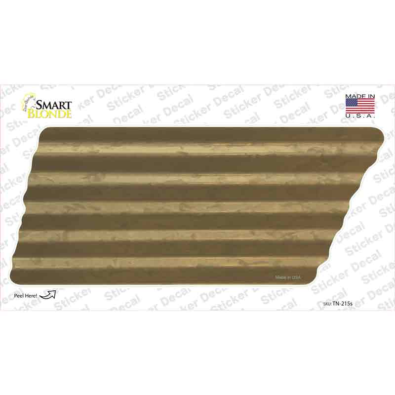 TN-215s-M Gold Solid Novelty Corrugated Tennessee Shape Sticker Decal, Medium