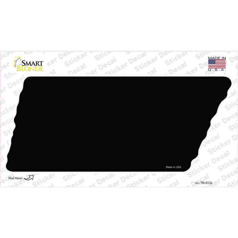 TN-012s-M Black Solid Novelty Tennessee Shape Sticker Decal, Medium