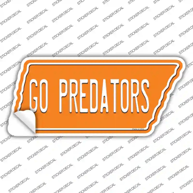 TN-030s-L Go Predators Novelty Tennessee Shape Sticker Decal, Large
