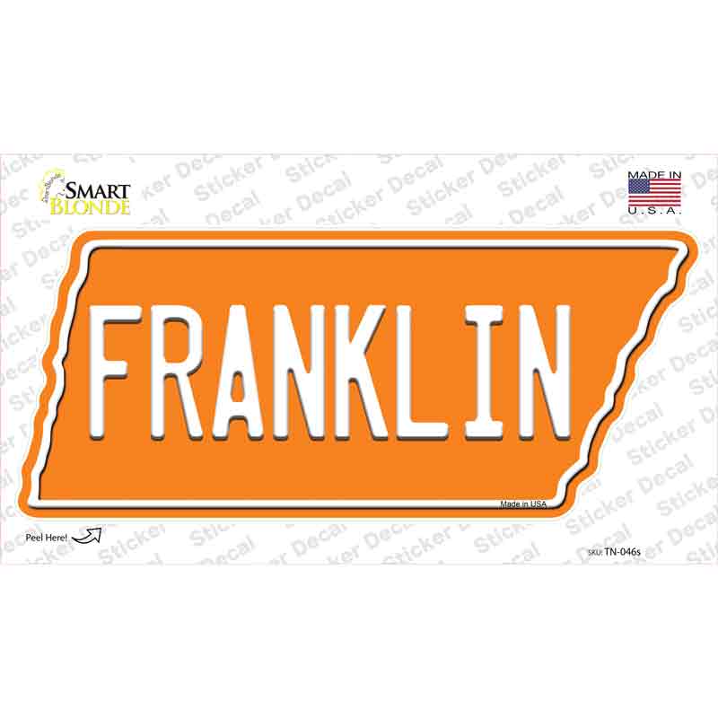 TN-046s-M Franklin Novelty Tennessee Shape Sticker Decal, Medium