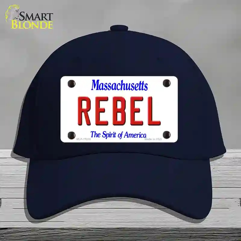 HAT20-MLP-11018 Rebel Massachusetts Novelty License Plate Hat, Cotton - Navy