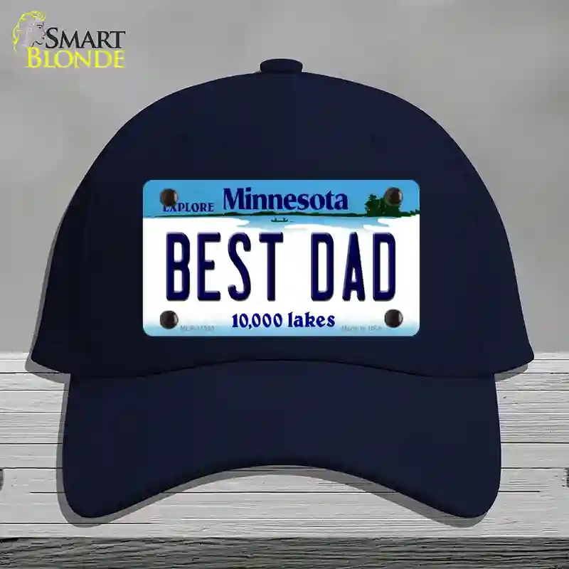 HAT20-MLP-11080 Best Dad Minnesota State Novelty License Plate Hat, Cotton - Navy