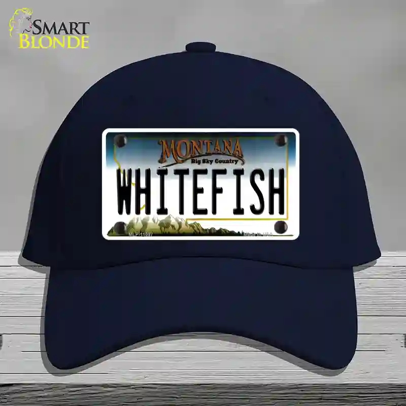 HAT20-MLP-11097 Whitefish Montana State Novelty License Plate Hat, Cotton - Navy