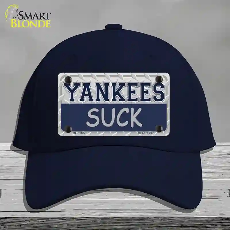 HAT20-MLP-1123 Yankees Suck Novelty License Plate Hat, Cotton - Navy