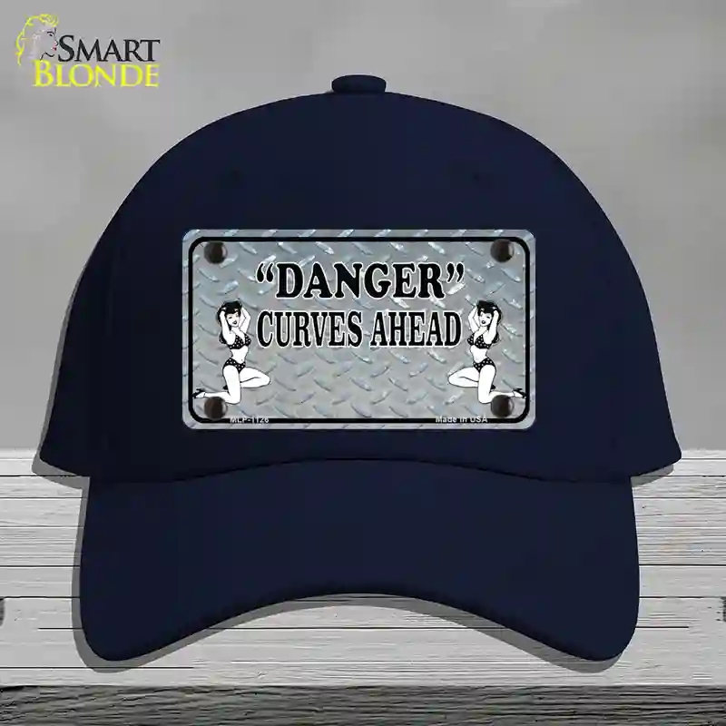 HAT20-MLP-1126 Danger Curves Ahead Novelty License Plate Hat, Cotton - Navy