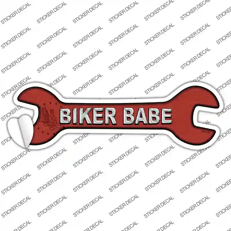 W-033s-S Biker Babe Novelty Wrench Sticker Decal, Small