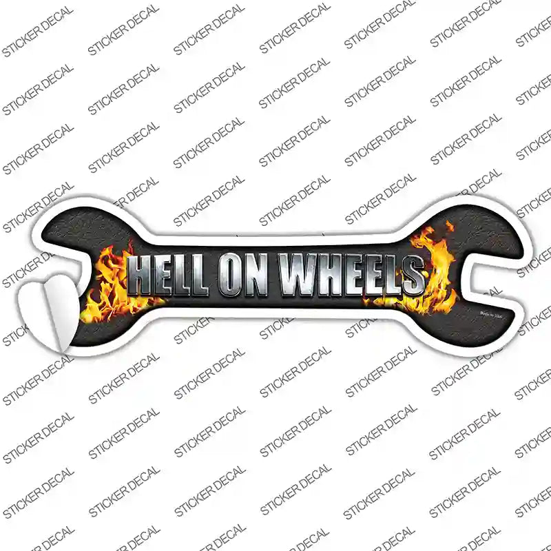 W-080s-S Hell on Wheels Novelty Wrench Sticker Decal, Small