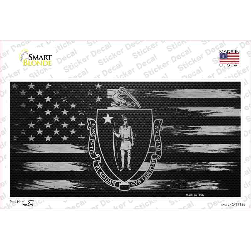 LPC-1113s-M Massachusetts Carbon Fiber Novelty Sticker Decal, Medium
