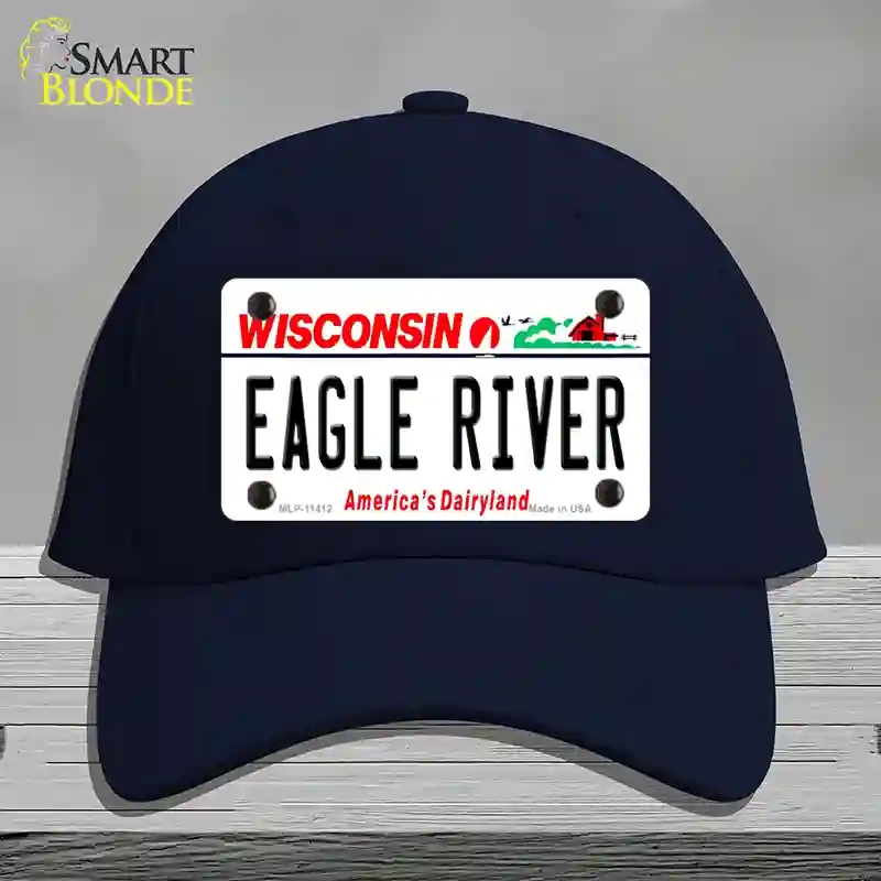 HAT20-MLP-11412 Eagle River Wisconsin Novelty License Plate Hat, Cotton - Navy
