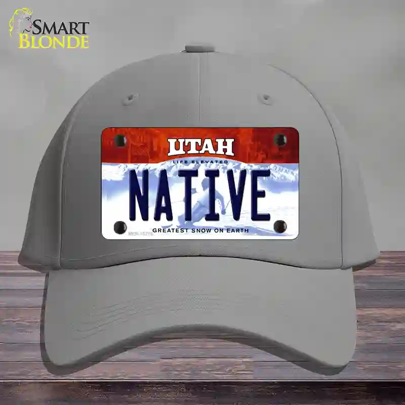 HAT23-MLP-10218 Native Utah Novelty License Plate Hat, Cotton - Gray