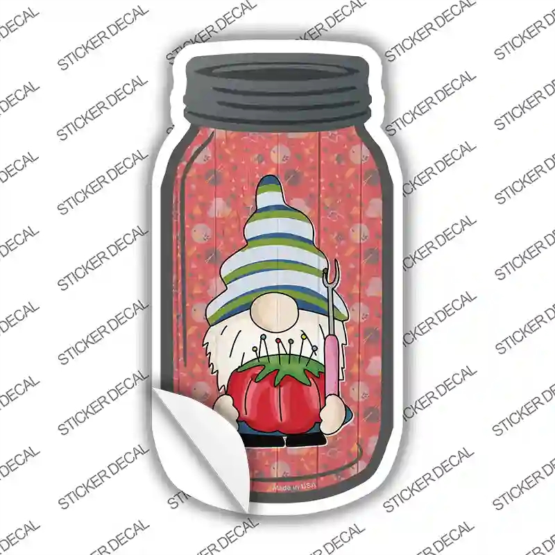 MJ-772s-S Gnomes with Pins Red Novelty Mason Jar Sticker Decal, Small