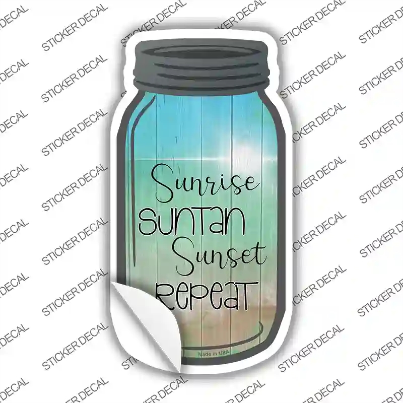 MJ-818s-L Sunrise Suntan Sunset Novelty Mason Jar Sticker Decal, Large