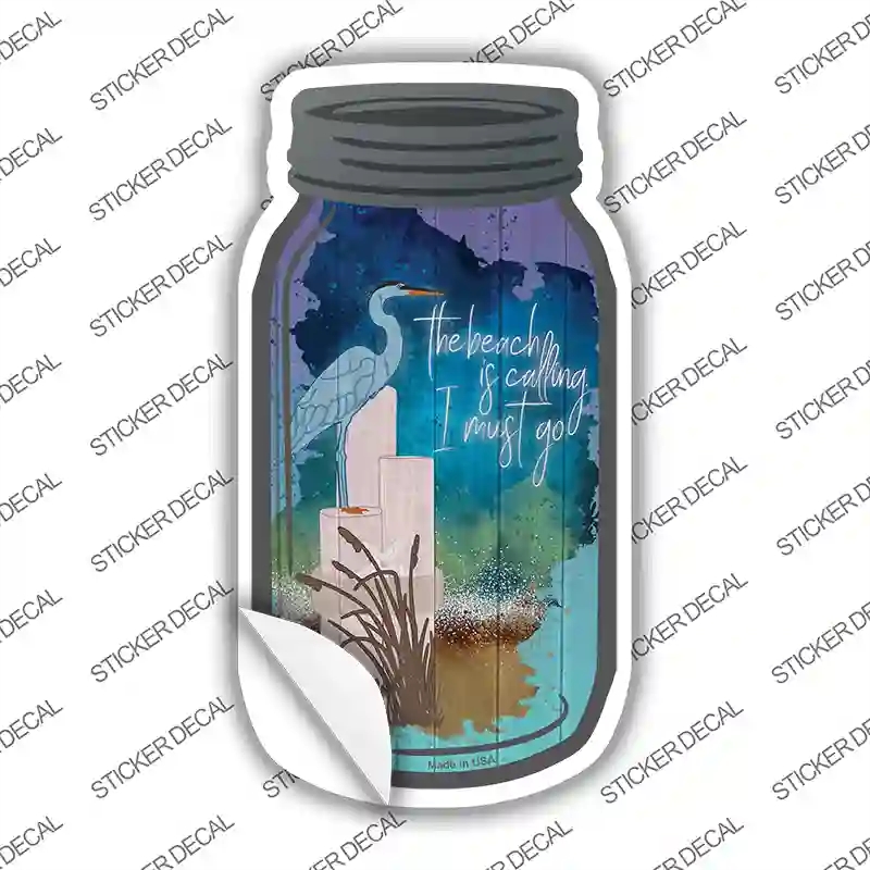 MJ-821s-S Beach is Calling Shore Novelty Mason Jar Sticker Decal, Small