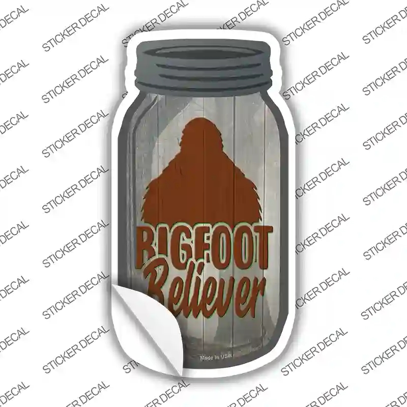 MJ-844s-L Bigfoot Believer Shadow Novelty Mason Jar Sticker Decal, Large
