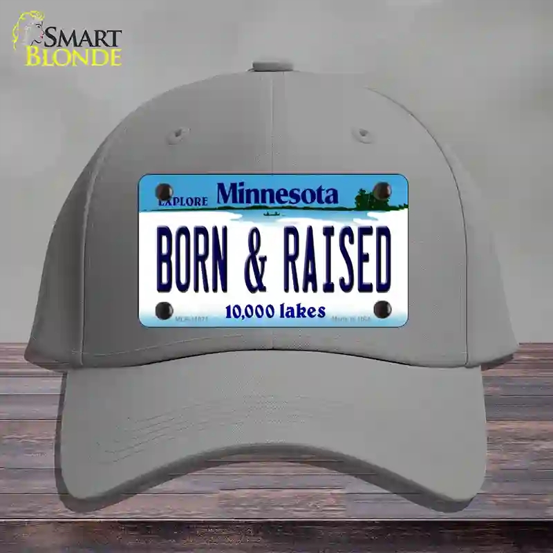 HAT23-MLP-11071 Born & Raised Minnesota State Novelty License Plate Hat, Cotton - Gray