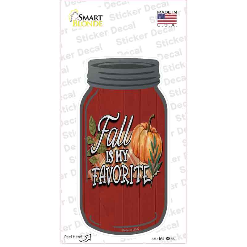 MJ-885s-M Fall is My Favorite Red Novelty Mason Jar Sticker Decal, Medium