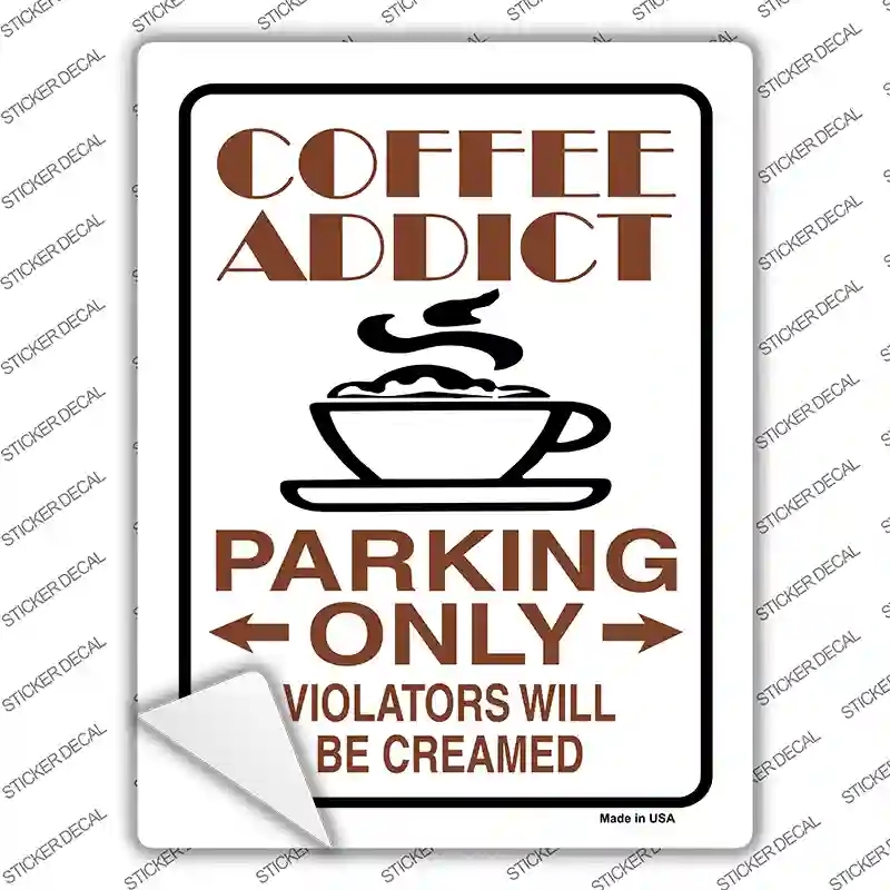 P-633s-S Coffee Addict Novelty Rectangle Sticker Decal, Small