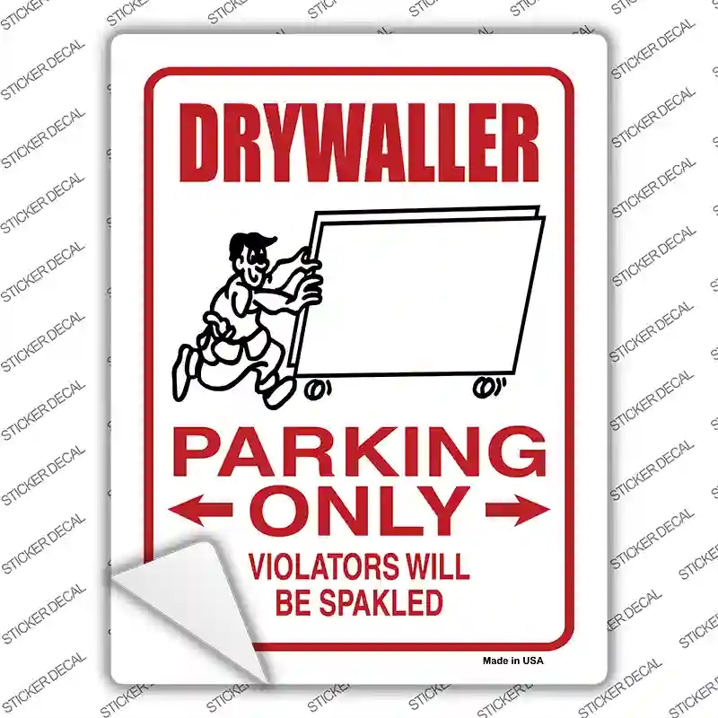 P-858s-S Drywall Parking Sparkled Novelty Rectangular Sticker Decal, Small