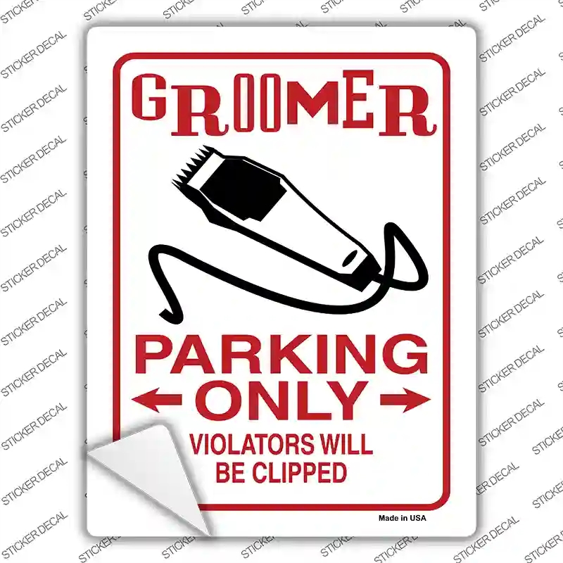 P-874s-XL Groomer Parking Clipped Novelty Rectangular Sticker Decal, Extra Large