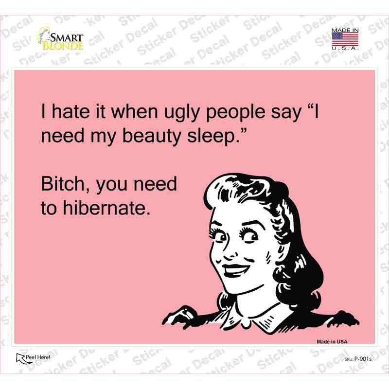 P-901s-M I Hate When Ugly People Say Novelty Rectangle Sticker Decal, Medium