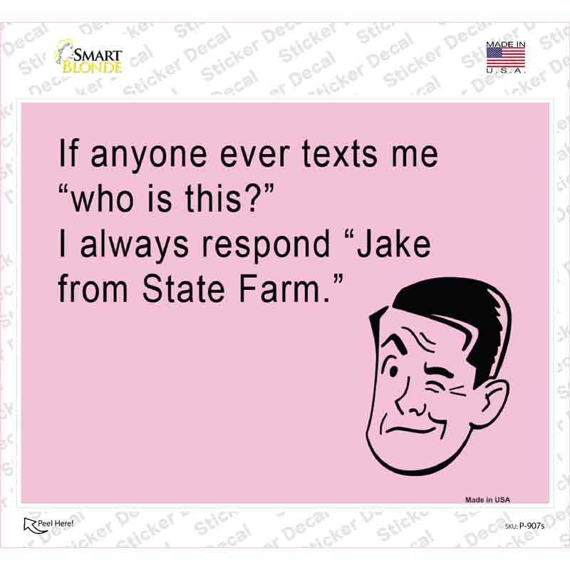 P-907s-M Jake From State Farm Novelty Rectangle Sticker Decal, Medium