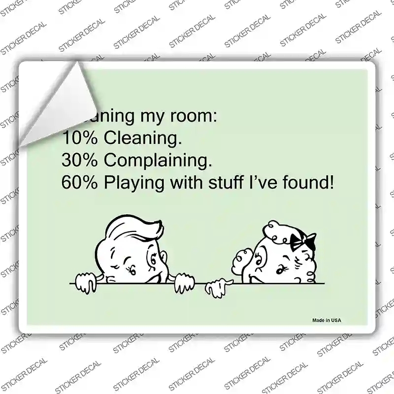 P-938s-L Cleaning My Room Novelty Rectangle Sticker Decal, Large