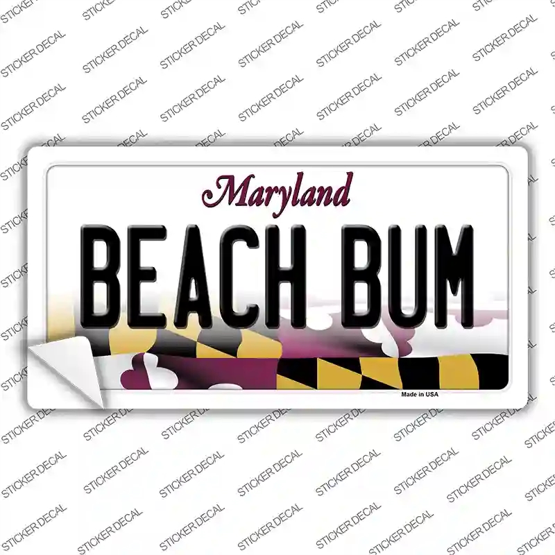 LP-10477s-S Beach Bum Maryland Novelty Sticker Decal, Small