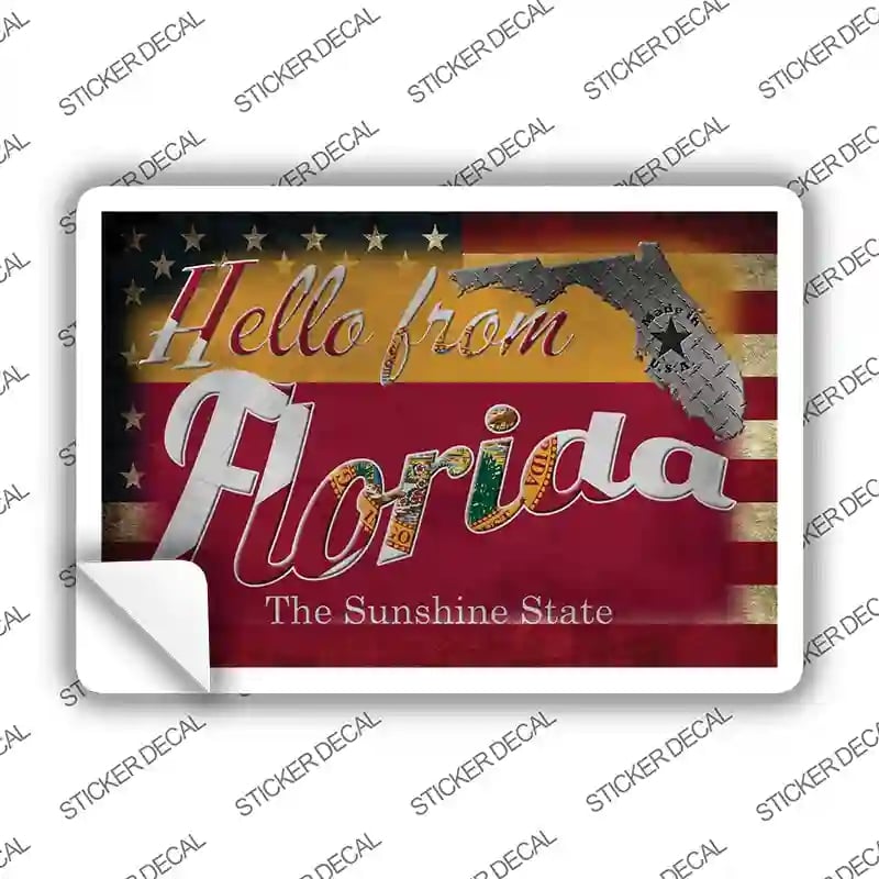 PC-009s-XL Hello From Florida Novelty Postcard Sticker Decals, Extra Large