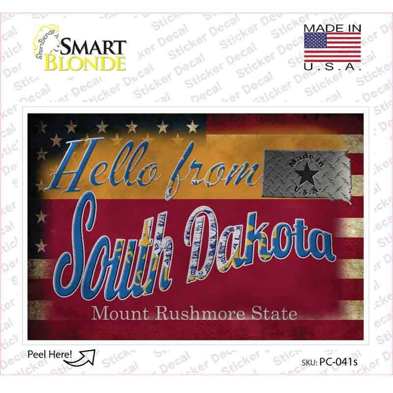 PC-041s-M Hello From South Dakota Novelty Postcard Sticker Decals, Medium