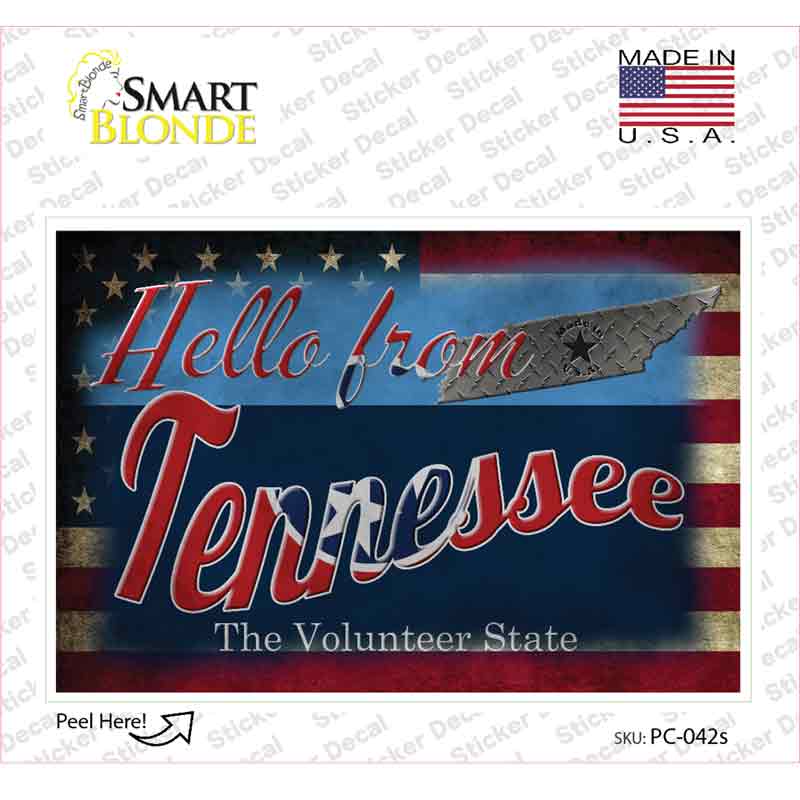 PC-042s-M Hello From Tennessee Novelty Postcard Sticker Decals, Medium