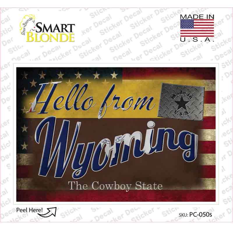 PC-050s-M Hello From Wyoming Novelty Postcard Sticker Decals, Medium