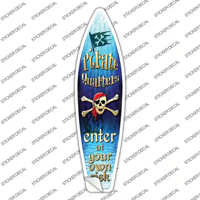SB-037s-XL Pirate Quarters Novelty Surfboard Sticker Decal, Extra Large
