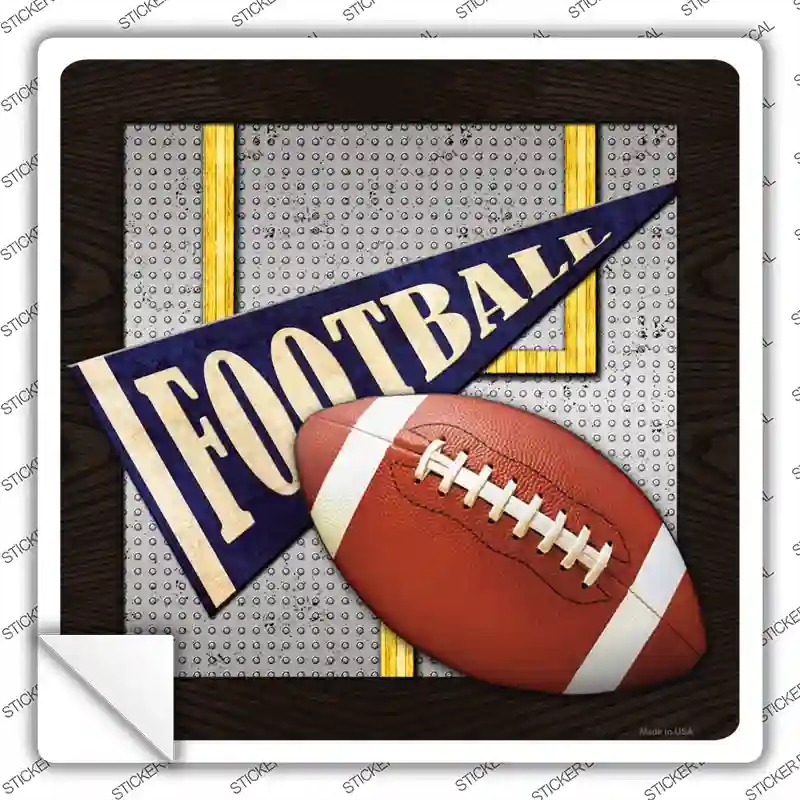 SQ-077s-S Football Novelty Square Sticker Decal, Small