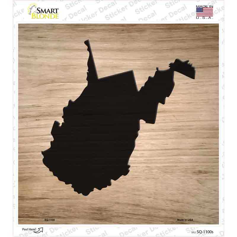 SQ-1100s-M West Virginia Shape Letter Tile Novelty Square Sticker Decal, Medium